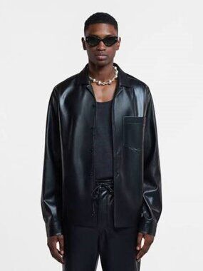 Nanushka Duco Okobor™ Alt-Leather Long Sleeve Shirt